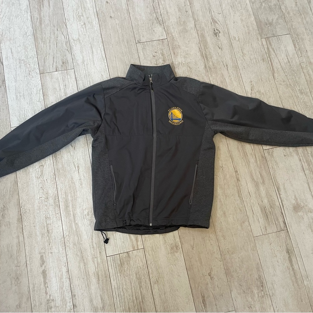 Golden State Warriors- Antigua Black and Gray Windbreaker Jacket - Picture 2 of 6